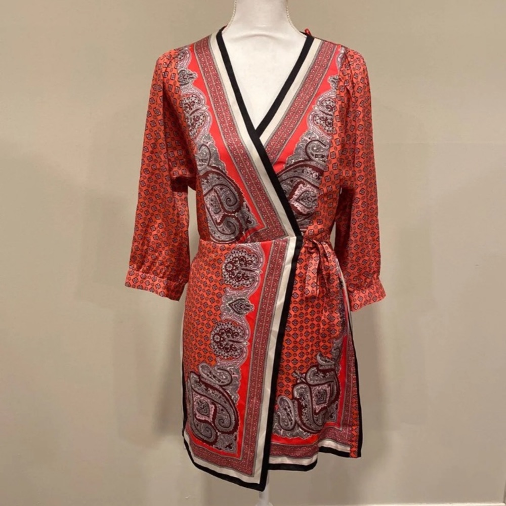 Zara Wrap Silk Dress L NWT